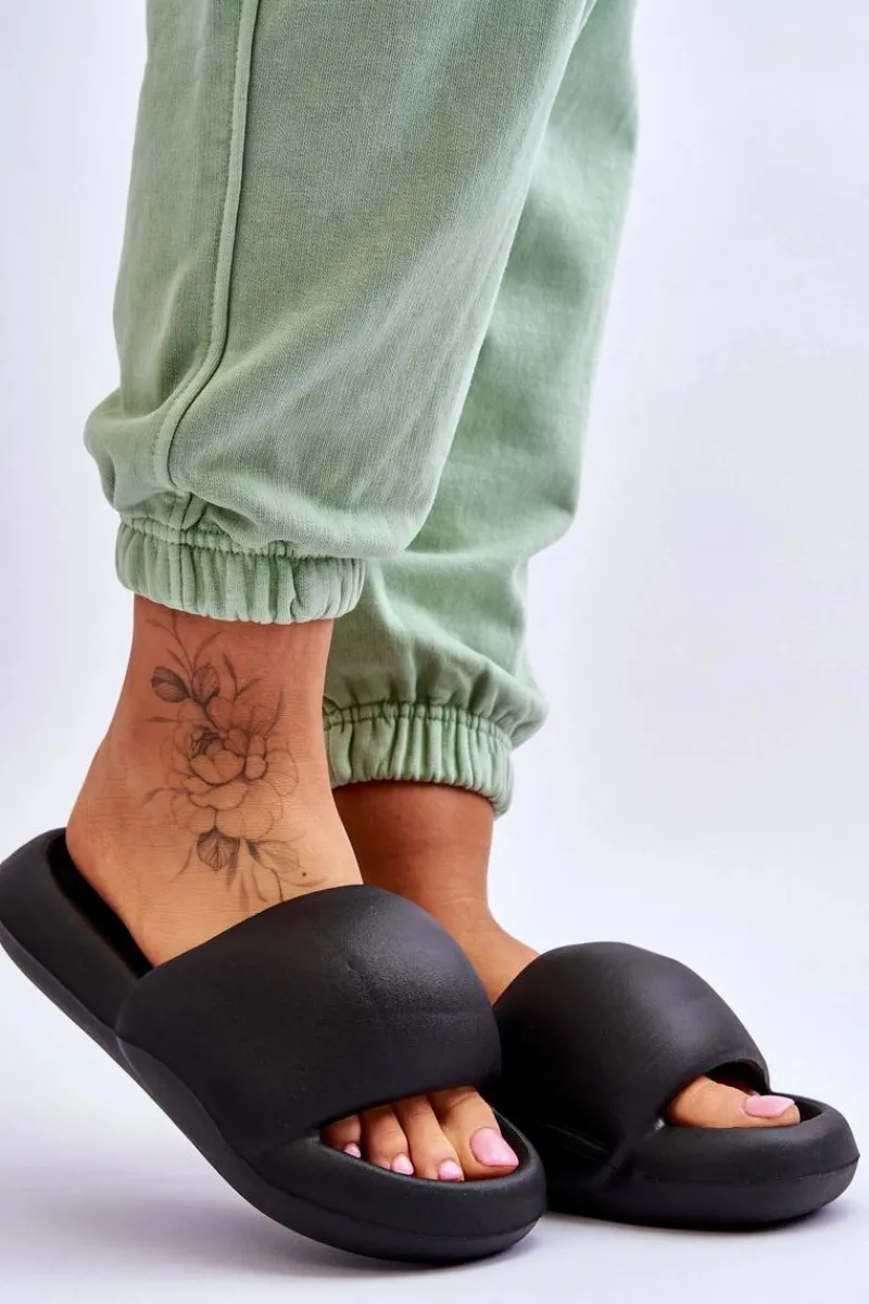 Outlet Boto Lekkie Piankowe Damskie Klapki Na Platformie Czarne Milton