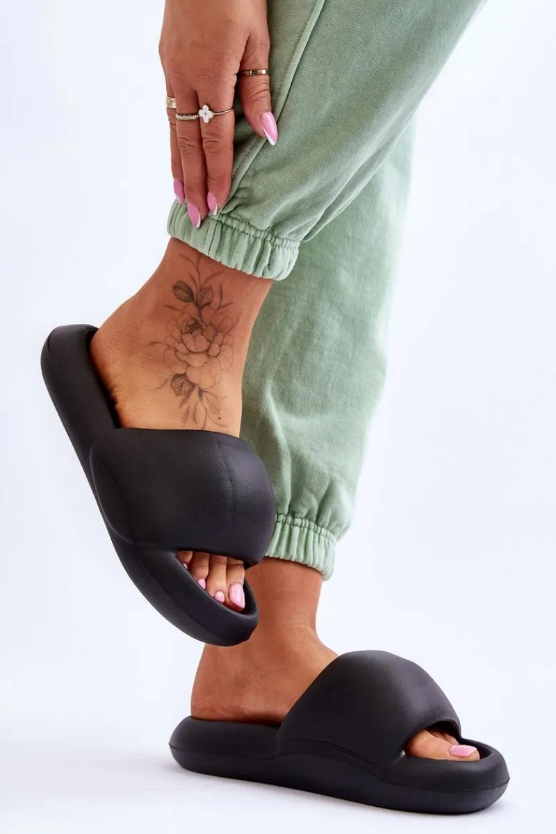 Outlet Boto Lekkie Piankowe Damskie Klapki Na Platformie Czarne Milton