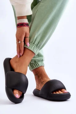 Outlet Boto Lekkie Piankowe Damskie Klapki Na Platformie Czarne Milton