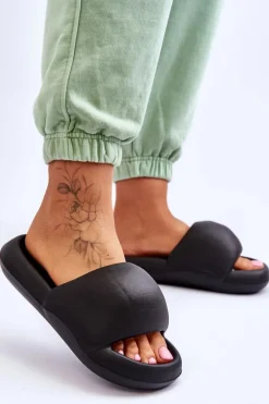 Outlet Boto Lekkie Piankowe Damskie Klapki Na Platformie Czarne Milton