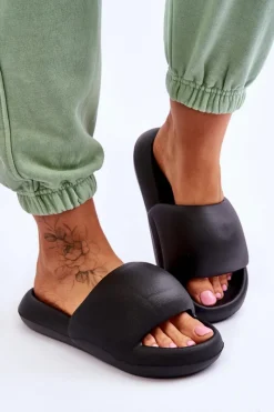 Outlet Boto Lekkie Piankowe Damskie Klapki Na Platformie Czarne Milton