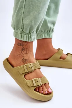 Discount Boto Lekkie Piankowe Damskie Klapki Zielone Cleve