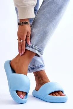Online Boto Lekkie Piankowe Damskie Klapki Na Platformie Niebieskie Milton