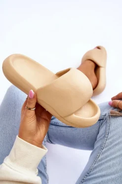 Lekkie Piankowe Damskie Klapki Na Platformie Khaki Milton Damskie Klapki Na Platformie