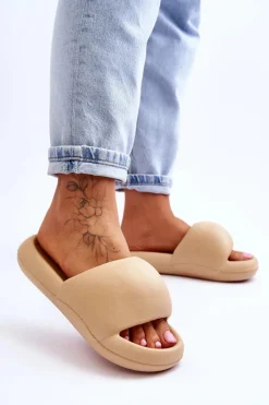 Lekkie Piankowe Damskie Klapki Na Platformie Khaki Milton Damskie Klapki Na Platformie