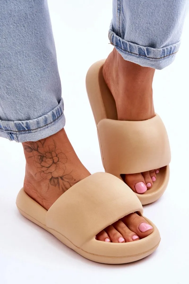 Lekkie Piankowe Damskie Klapki Na Platformie Khaki Milton Damskie Klapki Na Platformie