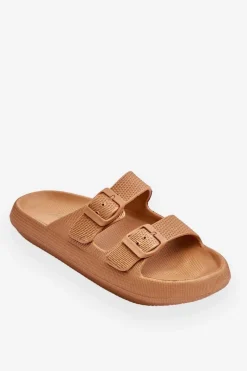 Online Lekkie Piankowe Damskie Klapki Brązowe Cleve Damskie Klapki Basenowe