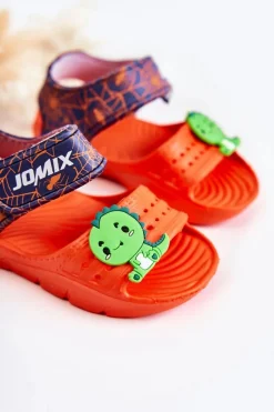 Chłopięce></noscript>Boto Lekkie Piankowe Dziecięce Sandałki Na Rzep Pomarańczowe Asti