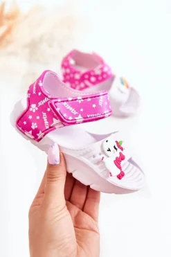 Boto Lekkie Piankowe Dziecięce Sandałki Na Rzep Białe Asti