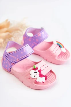 Outlet Lekkie Piankowe Dziecięce Sandałki Na Rzep Różowe Asti Dzieci Dziewczęce