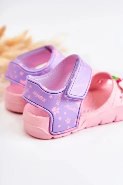 Outlet Lekkie Piankowe Dziecięce Sandałki Na Rzep Różowe Asti Dzieci Dziewczęce