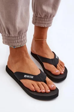 Best Lekkie Piankowe Japonki Klapki Damskie Big Star NN274A718 Czarne Damskie Klapki Sportowe|Klapki Damskie Big Star