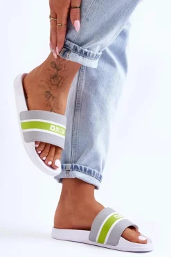 New Big Star Shoes Lekkie Piankowe Klapki Big Star JJ274647 Biało-Szare Biały