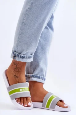 New Big Star Shoes Lekkie Piankowe Klapki Big Star JJ274647 Biało-Szare Biały