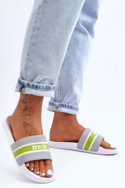 New Big Star Shoes Lekkie Piankowe Klapki Big Star JJ274647 Biało-Szare Biały