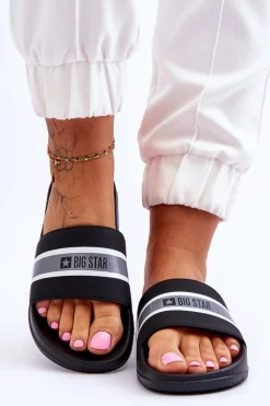 Outlet Lekkie Piankowe Klapki Big Star JJ274648 Czarne Damskie Klapki Damskie Big Star|Klapki Damskie Klasyczne