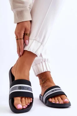 Outlet Lekkie Piankowe Klapki Big Star JJ274648 Czarne Damskie Klapki Damskie Big Star|Klapki Damskie Klasyczne