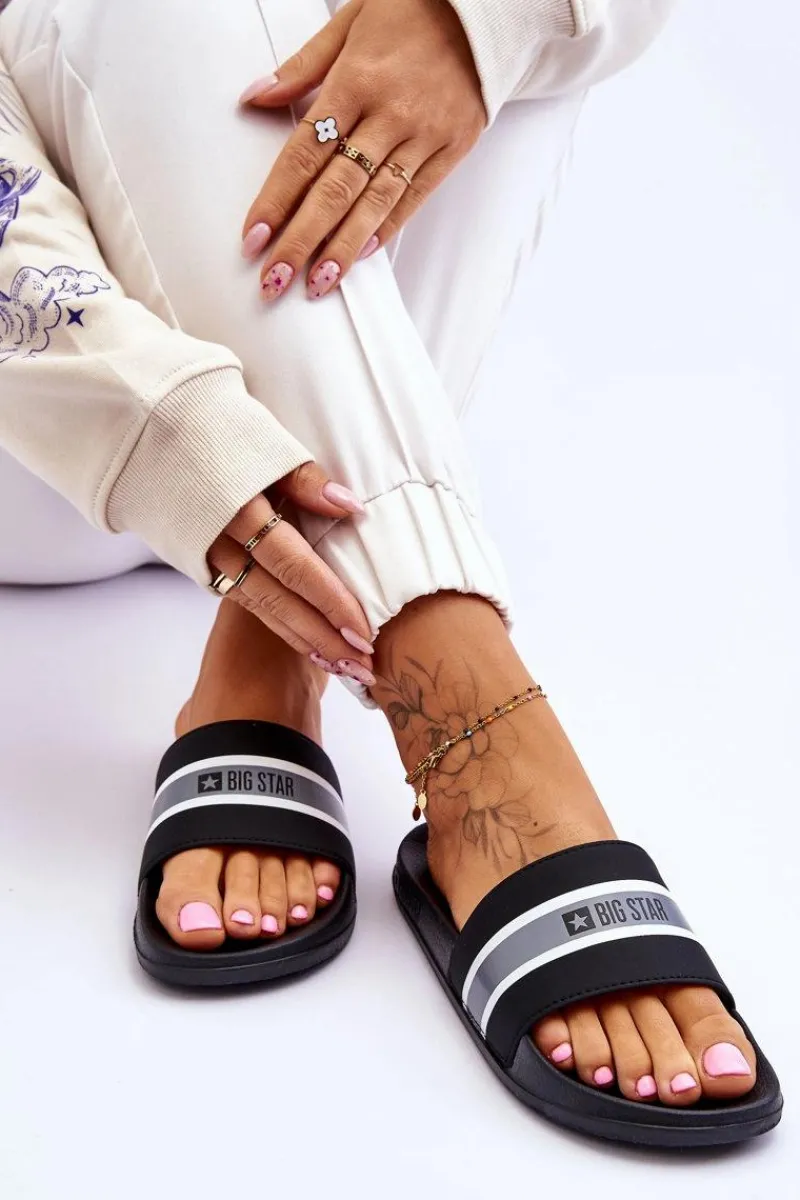 Outlet Lekkie Piankowe Klapki Big Star JJ274648 Czarne Damskie Klapki Damskie Big Star|Klapki Damskie Klasyczne