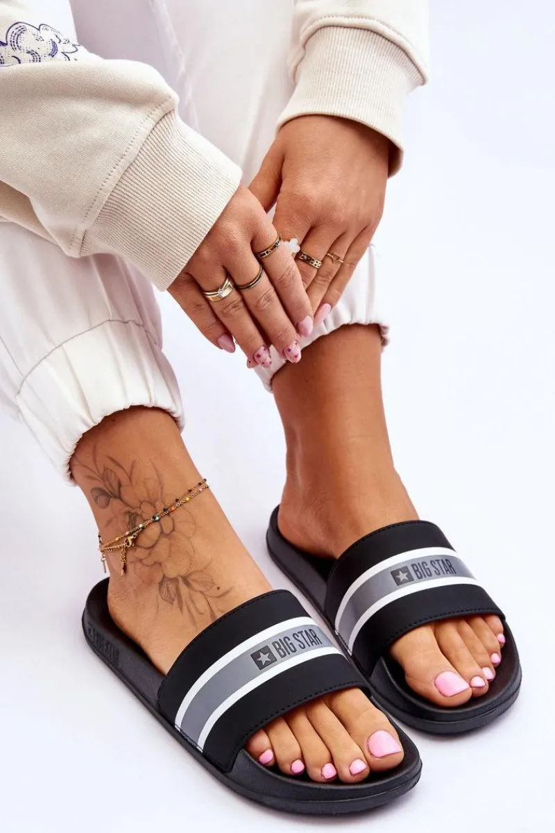 Outlet Lekkie Piankowe Klapki Big Star JJ274648 Czarne Damskie Klapki Damskie Big Star|Klapki Damskie Klasyczne