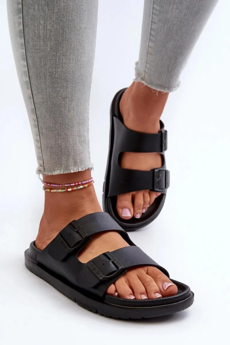 Sale Big Star Shoes Lekkie Piankowe Klapki Damskie Z Klamrami Big Star NN274A750 Czarne Czarny