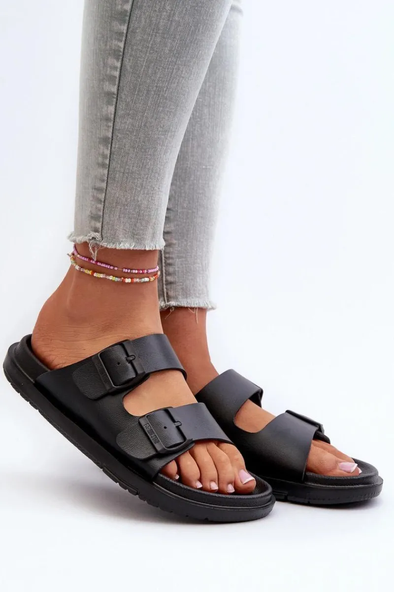 Sale Big Star Shoes Lekkie Piankowe Klapki Damskie Z Klamrami Big Star NN274A750 Czarne Czarny