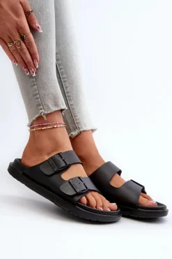 Sale Big Star Shoes Lekkie Piankowe Klapki Damskie Z Klamrami Big Star NN274A750 Czarne Czarny