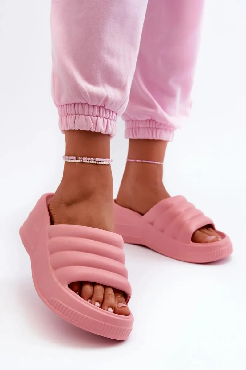 Klapki Na Koturnie|Klapki Basenowe>Boto Lekkie Piankowe Klapki Damskie Na Koturnie I Platformie Różowe Tendrea