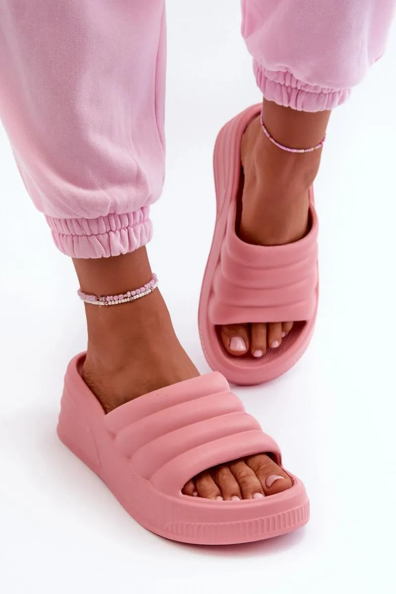 Klapki Na Koturnie|Klapki Basenowe>Boto Lekkie Piankowe Klapki Damskie Na Koturnie I Platformie Różowe Tendrea
