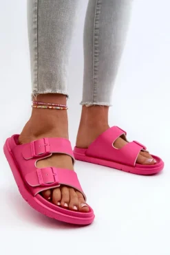 Hot Lekkie Piankowe Klapki Damskie Z Klamrami Big Star NN274A754 Fuksja Damskie Klapki Damskie Big Star|Klapki Basenowe