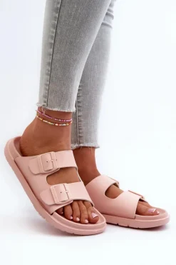 Online Big Star Shoes Lekkie Piankowe Klapki Damskie Z Klamrami Big Star NN274A753 Różowe Różowy