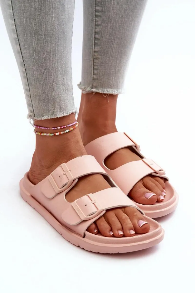 Online Big Star Shoes Lekkie Piankowe Klapki Damskie Z Klamrami Big Star NN274A753 Różowe Różowy