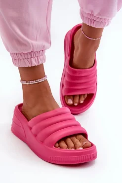 Klapki Na Koturnie|Klapki Basenowe>Boto Lekkie Piankowe Klapki Damskie Na Koturnie I Platformie Fuksja Tendrea