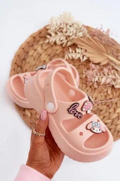 Hot Boto Lekkie Piankowe Klapki Dziecięce Z Ozdobami Różowe Ifrana