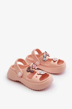 Hot Boto Lekkie Piankowe Klapki Dziecięce Z Ozdobami Różowe Ifrana