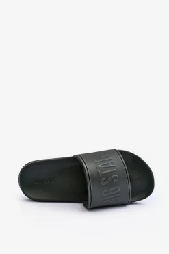 Big Star Shoes Lekkie Piankowe Klapki Męskie Big Star MM174324 Ciemnozielone Zielony