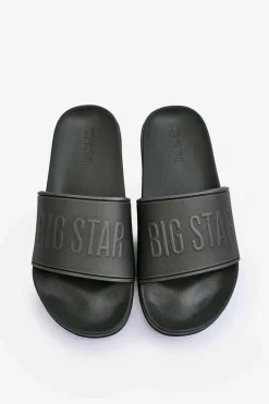 Big Star Shoes Lekkie Piankowe Klapki Męskie Big Star MM174324 Ciemnozielone Zielony
