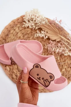 Chłopięce|Dziewczęce>Boto Lekkie Piankowe Klapki Z Misiem Różowe Relif