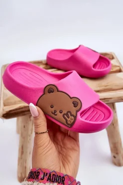 Chłopięce|Dziewczęce>Boto Lekkie Piankowe Klapki Z Misiem Fuksja Todi