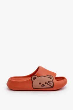 Best Boto Lekkie Piankowe Klapki Z Misiem Pomarańczowe Relif