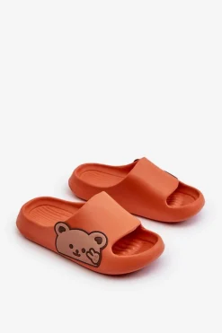 Best Boto Lekkie Piankowe Klapki Z Misiem Pomarańczowe Relif