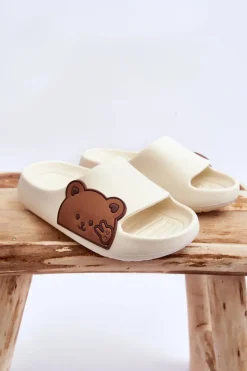 Sale Lekkie Piankowe Klapki Z Misiem Białe Todi Dzieci Chłopięce|Dziewczęce