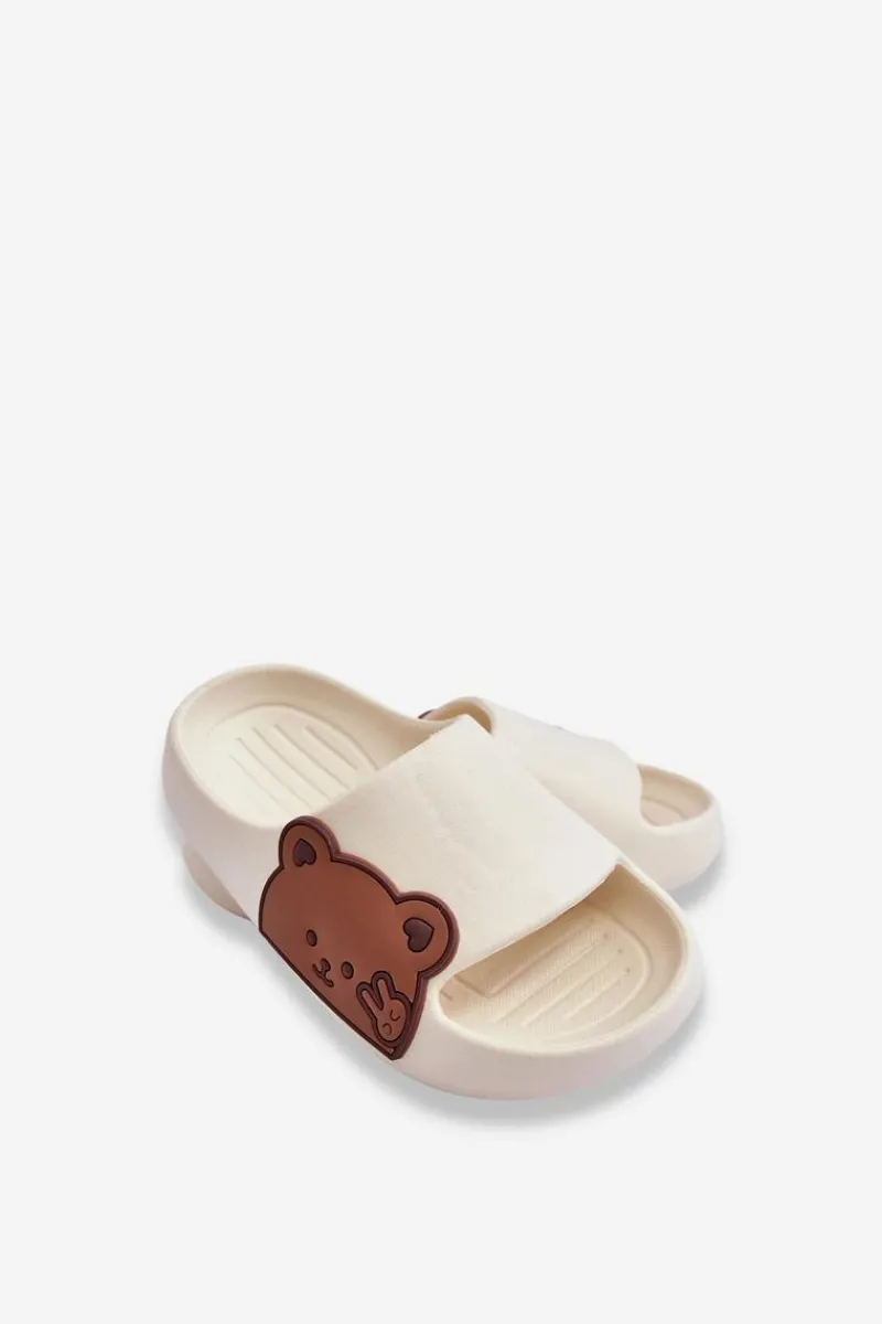 Sale Lekkie Piankowe Klapki Z Misiem Białe Todi Dzieci Chłopięce|Dziewczęce