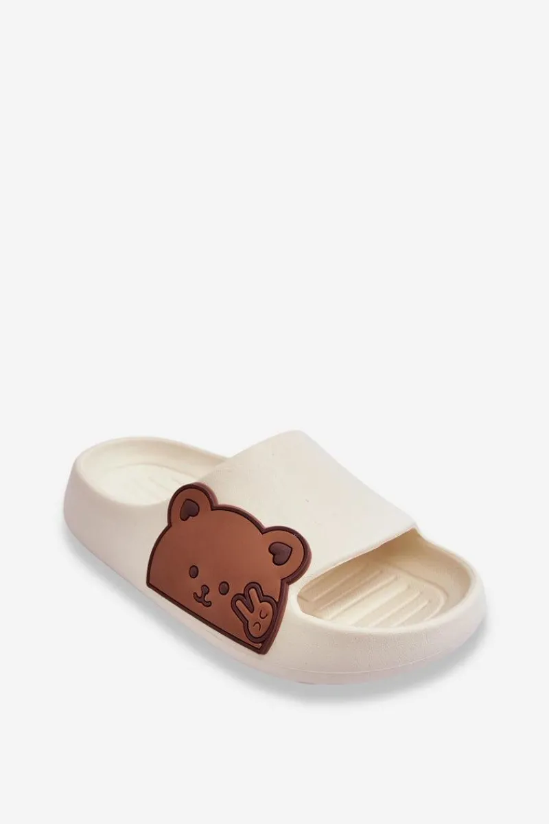 Sale Lekkie Piankowe Klapki Z Misiem Białe Todi Dzieci Chłopięce|Dziewczęce