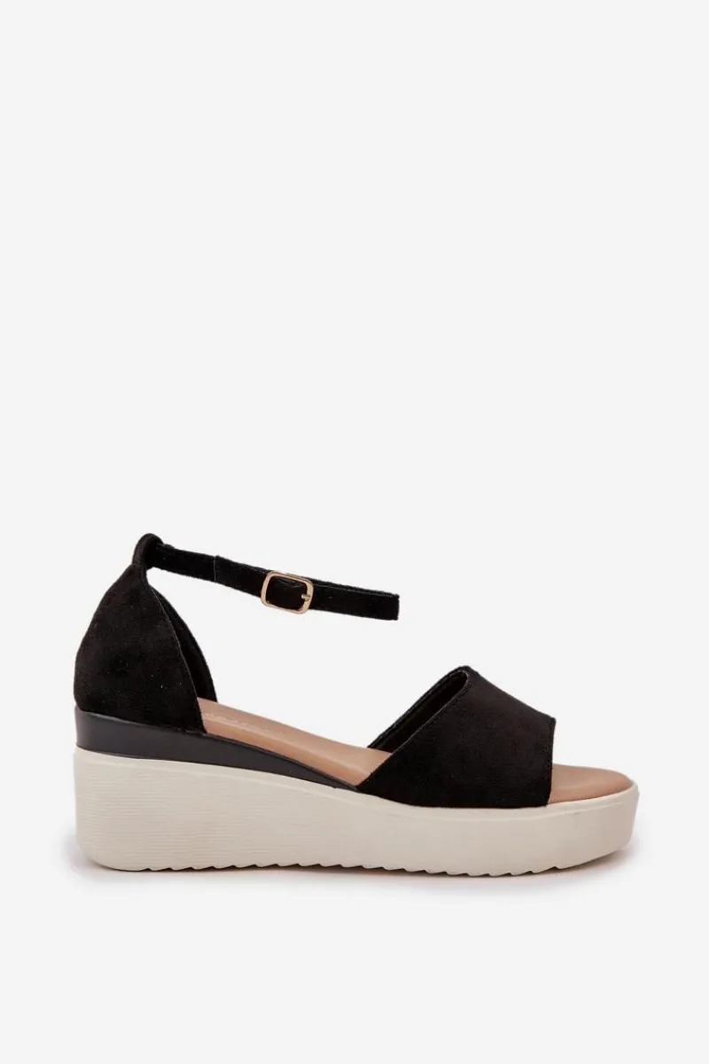 Sandały Na Obcasie|Sandały Na Koturnie>Boto Lekkie Sandały Na Platformie I Delikatnym Koturnie Czarne Gillifia Czarny