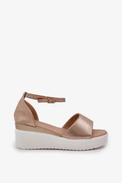 Outlet Boto Lekkie Sandały Na Platformie I Delikatnym Koturnie Złote Gillifia Złoty