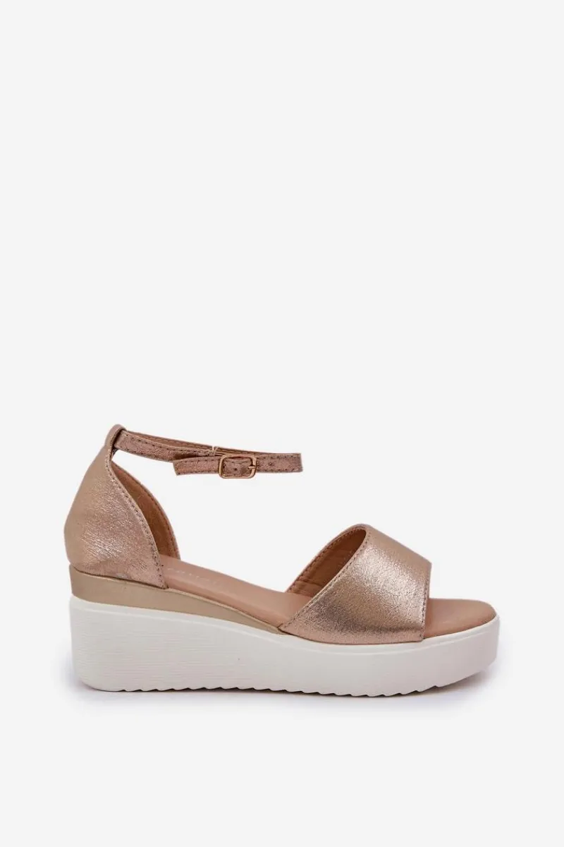 Outlet Boto Lekkie Sandały Na Platformie I Delikatnym Koturnie Złote Gillifia Złoty