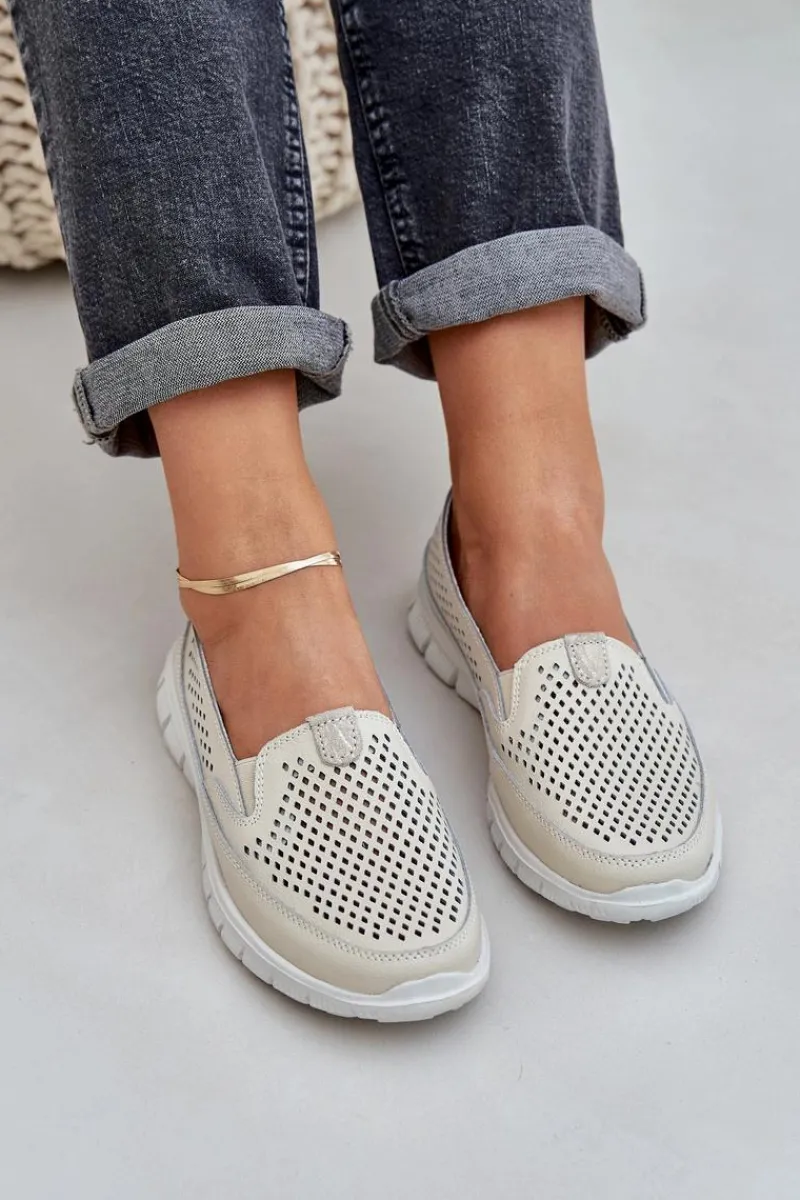 Hot Lekkie Skórzane Ażurowe Mokasyny Damskie Na Platformie Beżowe Tanelora Damskie Loafersy Damskie|Mokasyny Damskie Skórzane