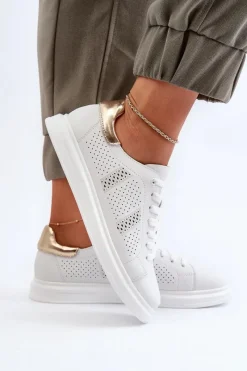 Damskie buty S.Barski Lekkie Skórzane Trampki Damskie Białe S.Barski LR760