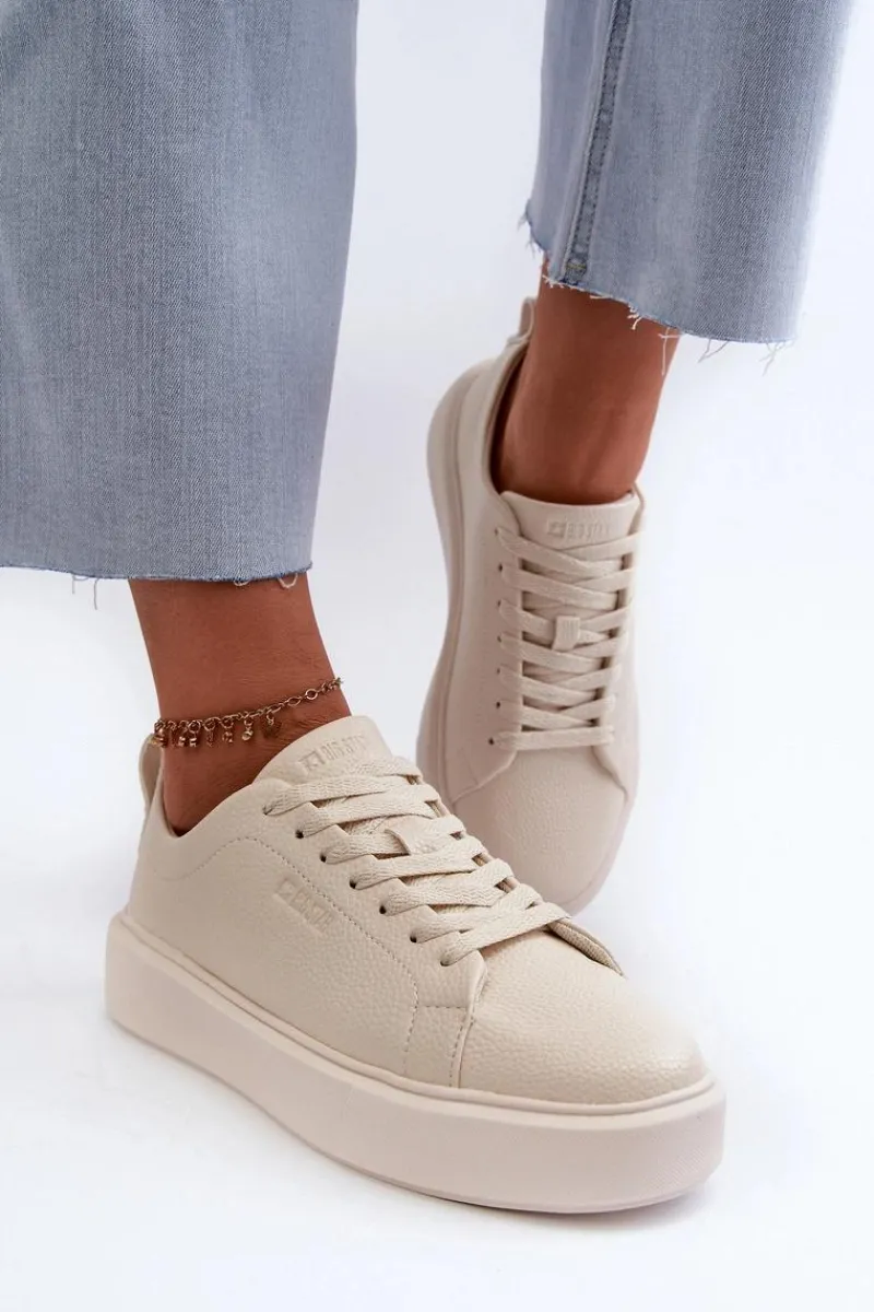 Clearance Lekkie Sneakersy Damskie Big Star NN274321 Memory Foam System Beżowe Damskie Buty Sportowe Na Platformie|Buty Sportowe Big Star