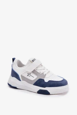 Clearance Big Star Shoes Lekkie Sneakersy Dziecięce Big Star RR374053 Biało-Niebieskie